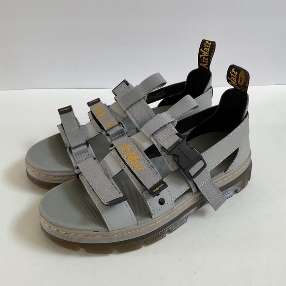 Dr. Martens Pearson Sandals Mens Sz 10 Mid Grey Element & Webbing - Picture 1 of 13